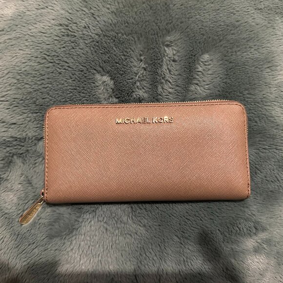 Michael Kors Jet Set Wallet Saffiano Leather Luggage Color - Picture 2 of 8